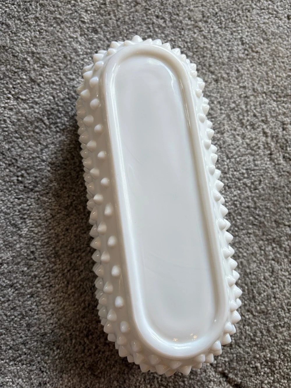 White Hobnail Ceramic Vanity Tray with Scalloped Edge